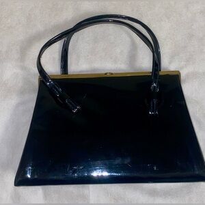 Elegant Black Handbag. Lacquered. Vintage